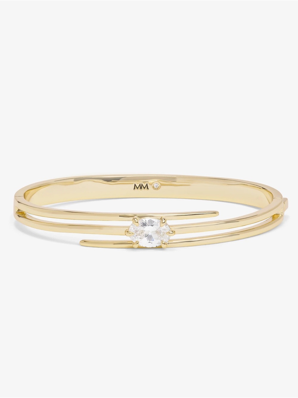 NEW Melinda Maria Gold Solitaire Simulated Diamond Cuff Medium